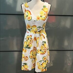 Banana Republic White Citrus Print Lemon Mini Dress